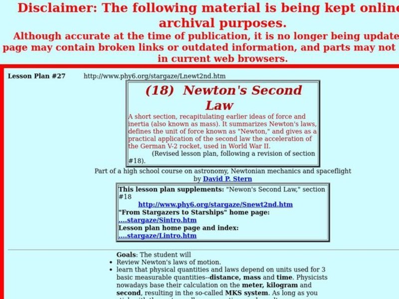 Newton's Second Law Lesson Plan