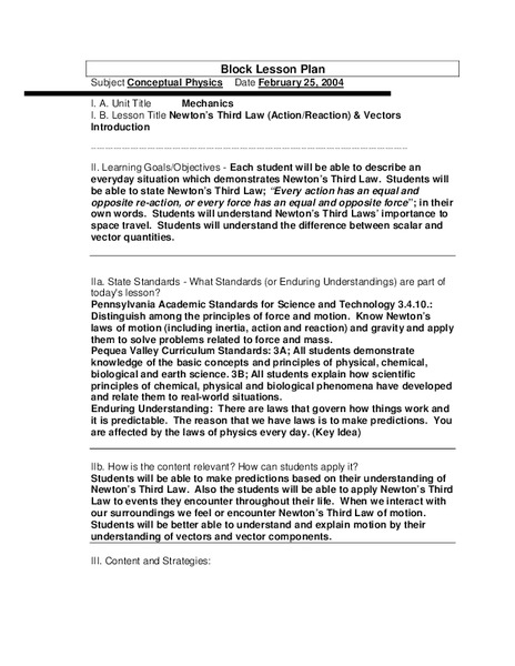 Newton's Third Law Lesson Plan