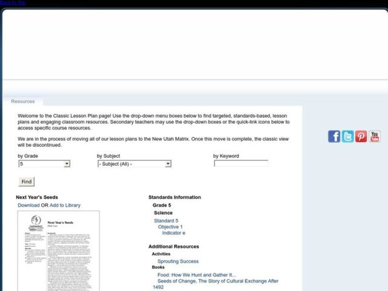 Next Year's Seeds Lesson Plan