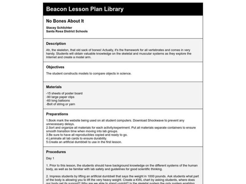 No Bones About It Lesson Plan