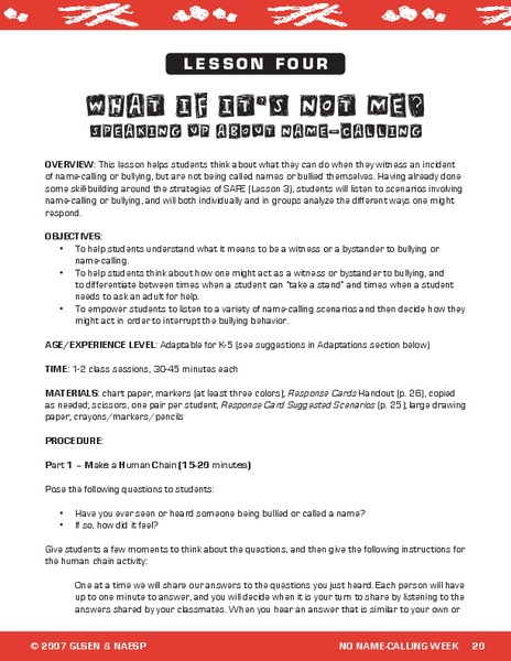 No Name-Calling Week Lesson Plan