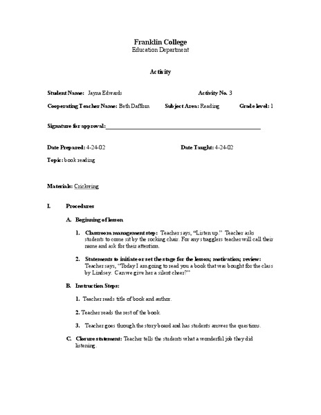 No Title Lesson Plan