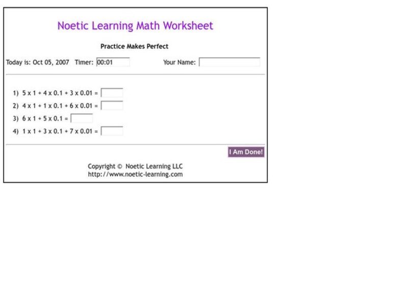 Noetic Learning Math Worksheet Worksheet