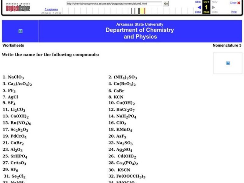 Nomenclature Worksheet