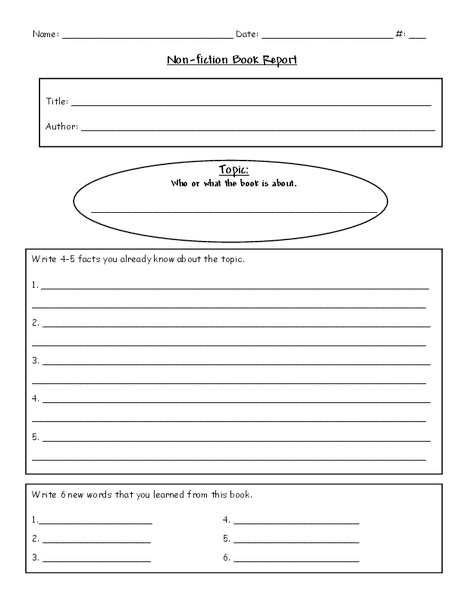 Non-fiction Book Report Printables