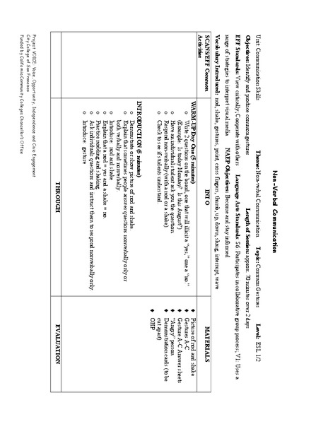 Non-Verbal Communication Lesson Plan