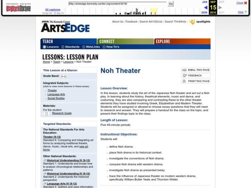 Noh Theater Lesson Plan