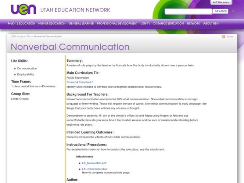 Nonverbal Communication Lesson Plan