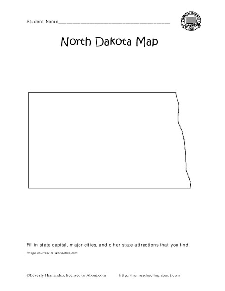 North Dakota Map Worksheet
