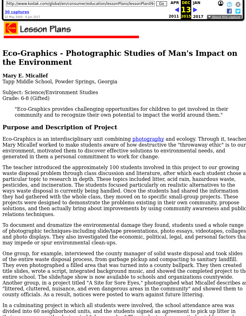 Eco-Graphics - Photographic Studies of Man's Impact on the Environment Lesson Plan
