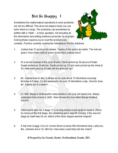 Not So Snappy 1 Lesson Plan