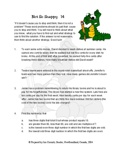 Not So Snappy 14 Lesson Plan