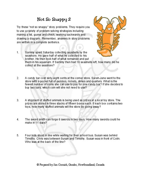 Not So Snappy 2 Worksheet