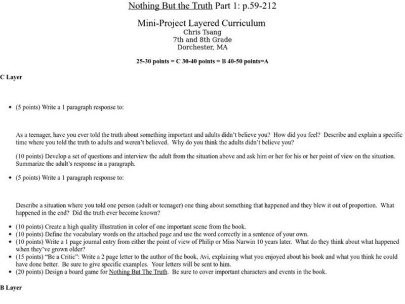 Nothing But the Truth Lesson Plan