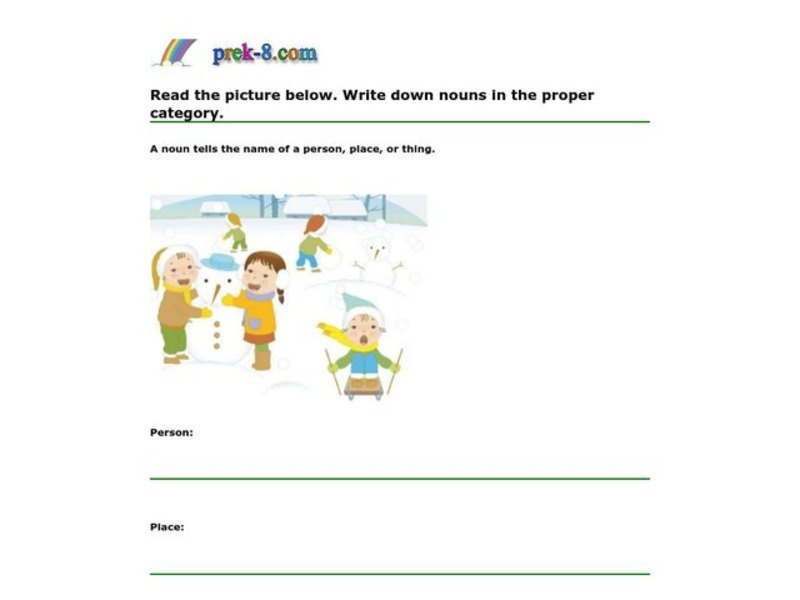 Noun Activity Worksheet