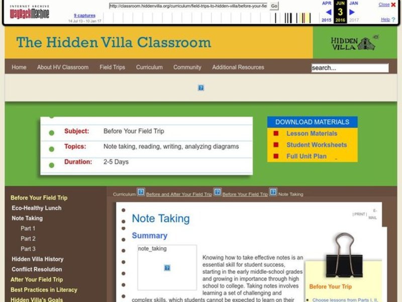 Note Taking Lesson Plan