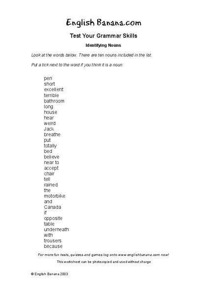 Nouns Worksheet