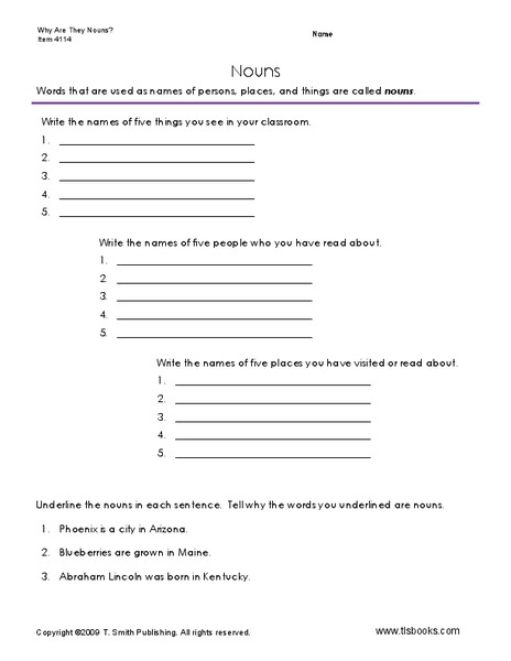 Nouns Worksheet