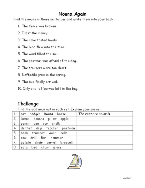 Nouns Worksheet