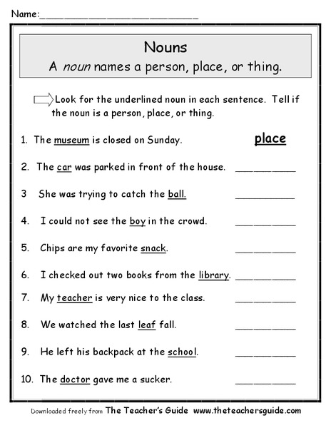 Nouns Worksheet