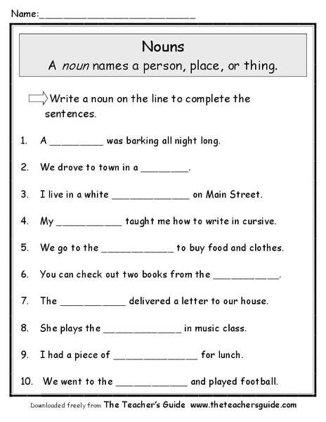 Nouns Worksheet