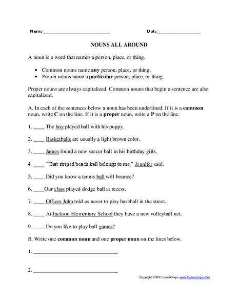 Nouns All Around Worksheet
