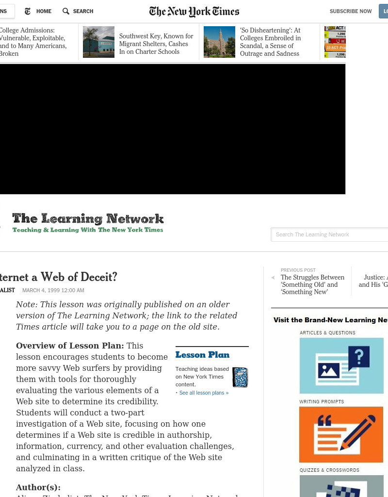 Is the Internet A Web Of Deceit? Lesson Plan