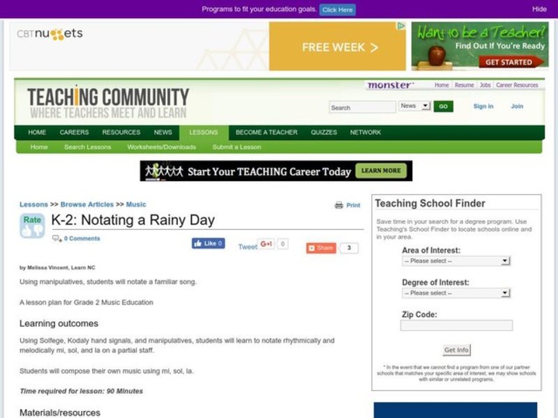Notating a Rainy Day Lesson Plan