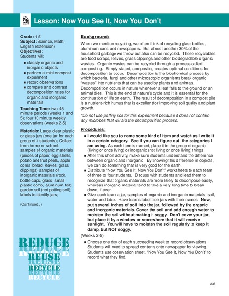 Now You See It, Now You Don't Lesson Plan