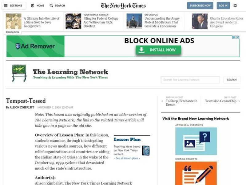 Tempest-Tossed Lesson Plan