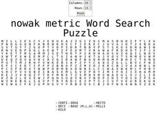 Nowak Metric Word Search Puzzle Worksheet