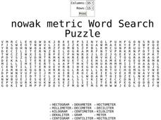 Nowak Metric Word Search Puzzle Worksheet