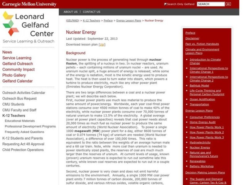Nuclear Energy Lesson Plan