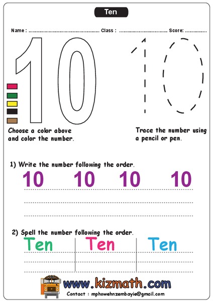 Number 10 Worksheet