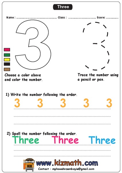 Number 3 Worksheet