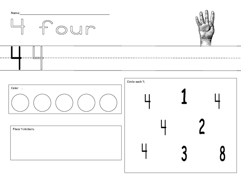 Number 4 Worksheet