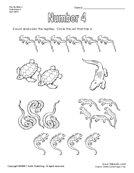 Number 4 Worksheet