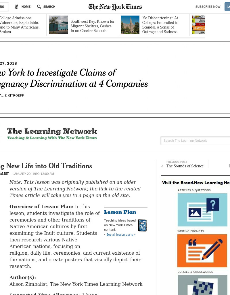 Breathing New Life into Old Traditions Lesson Plan