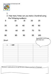 Number Bonds Worksheet