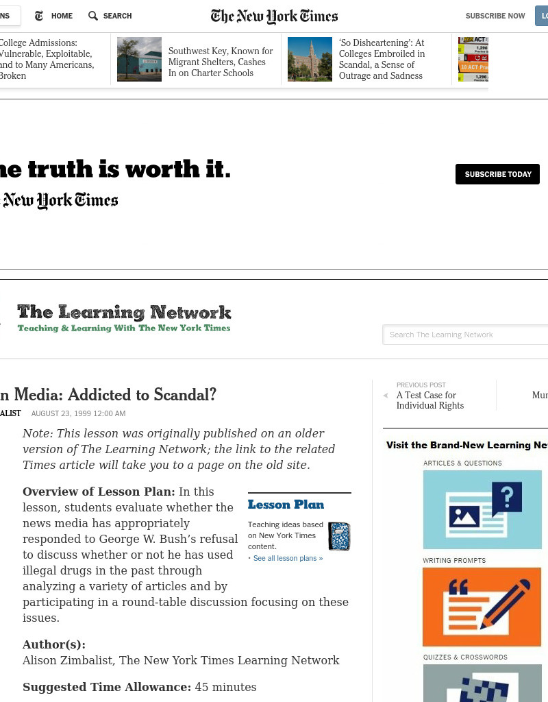 American Media: Addicted to Scandal? Lesson Plan