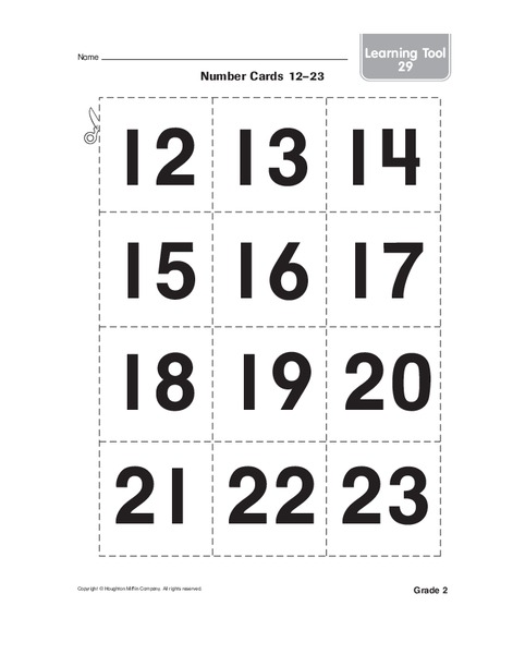 Number Cards Worksheet for Kindergarten - 1st Grade | Lesson Planet