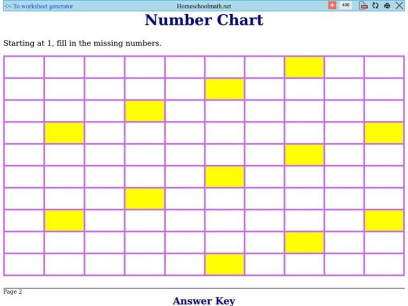 Number Chart 1 Organizer