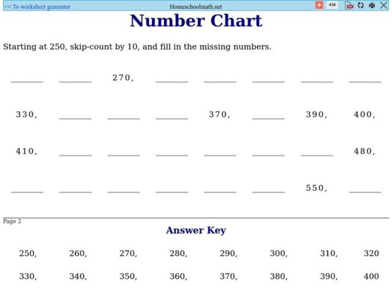Number Chart 1 Worksheet