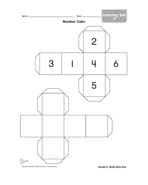 Number cube Worksheet