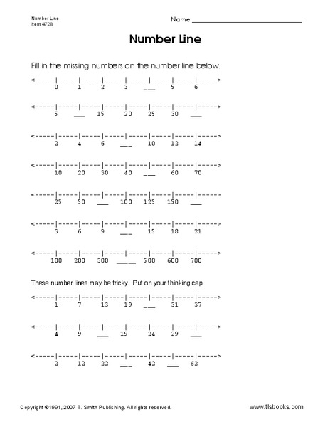 Number Line Worksheet