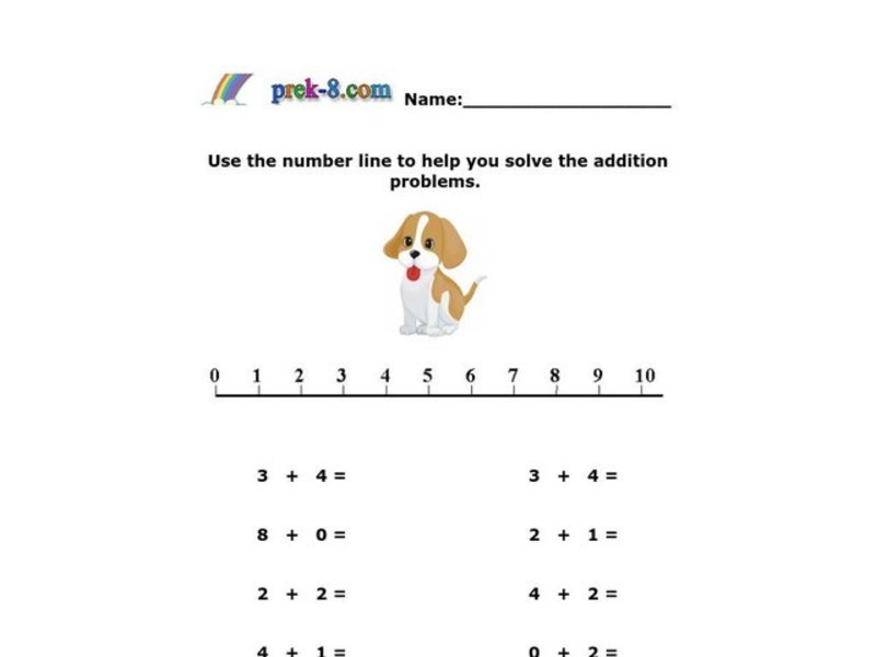 Number Line Addition Worksheet