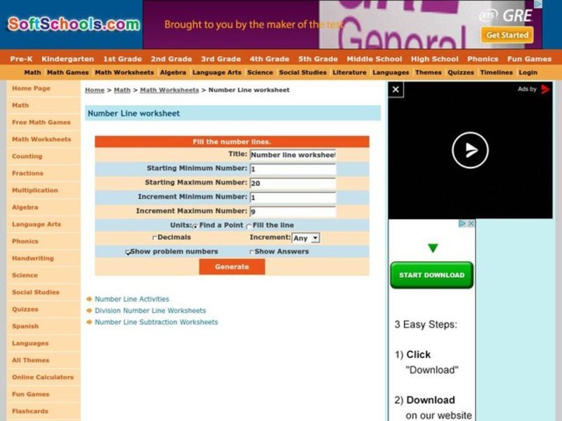 Number Line Worksheet Worksheet