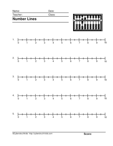 Number Lines Worksheet