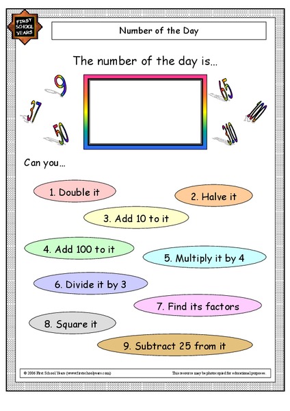 Number of the Day Worksheet