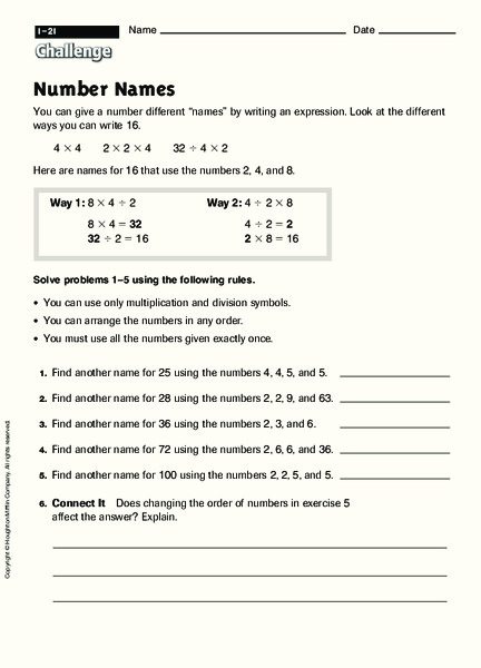 Number Names Worksheet